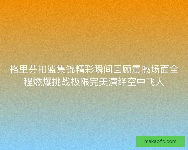 格里芬扣篮集锦精彩瞬间回顾震撼场面全程燃爆挑战极限完美演绎空中飞人
