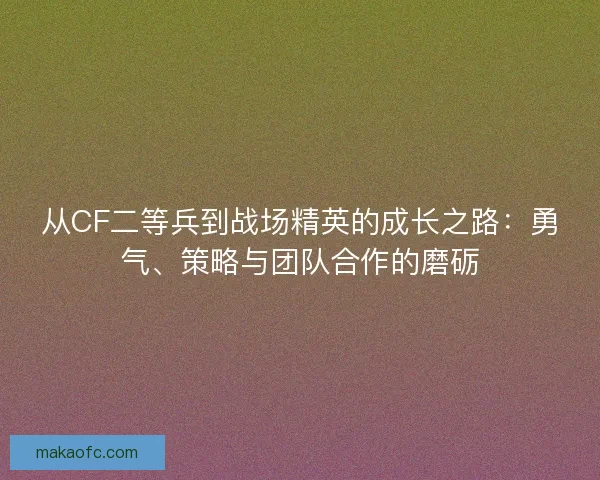 从CF二等兵到战场精英的成长之路：勇气、策略与团队合作的磨砺
